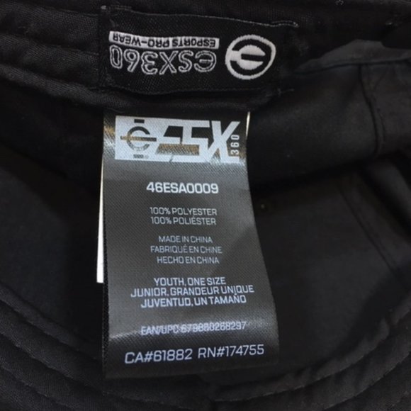 ESX 360 Esports Pro-Wear Gamer Gear Adjustable Hat Cap Black Youth One Size - Picture 7 of 7